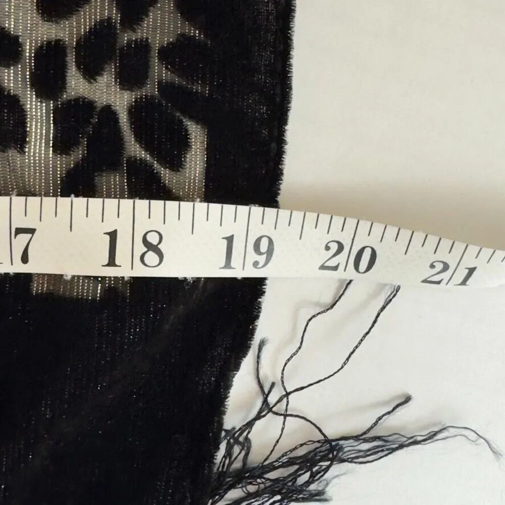 Chico's Additions Velvet‎ Burnout Scarf Black Gold Whimsy Goth Witchy